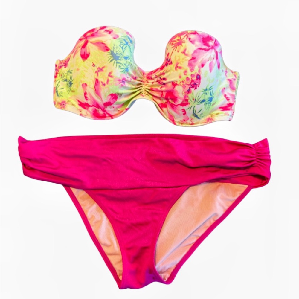 Floral Bikini Set with Pink Bottoms